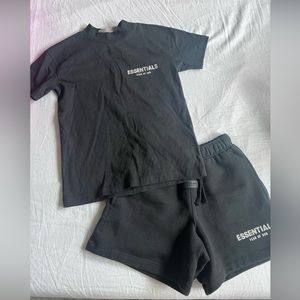 Kids Essentials Fear of God Shirt and Shorts set black size 8